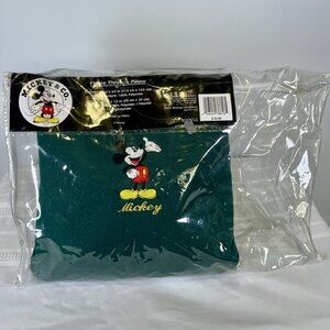 Disney Mickey Mouse Logo Pillow Fleece Embroidered Forest Green WDW *READ*